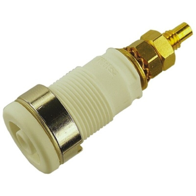 Hirschmann Test & Measurement White Female Banana Socket, 4 mm Connector, Solder Termination, 32A, 1000V ac/dc, Gold