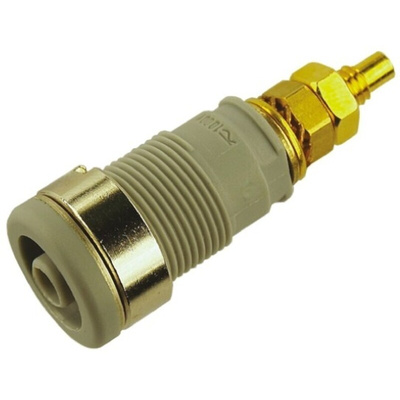 Hirschmann Test & Measurement Grey Female Banana Socket, 4 mm Connector, Solder Termination, 32A, 1000V ac/dc, Gold