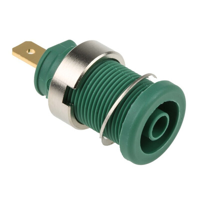 Hirschmann Test & Measurement Green Female Banana Socket, 4 mm Connector, Tab Termination, 25A, 1000V ac/dc, Gold