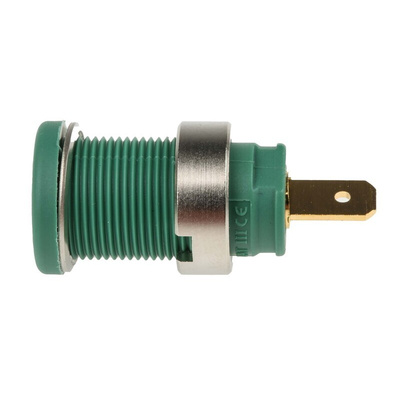 Hirschmann Test & Measurement Green Female Banana Socket, 4 mm Connector, Tab Termination, 25A, 1000V ac/dc, Gold