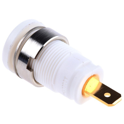 Hirschmann Test & Measurement White Female Banana Socket, 4 mm Connector, Tab Termination, 25A, 1000V ac/dc, Gold