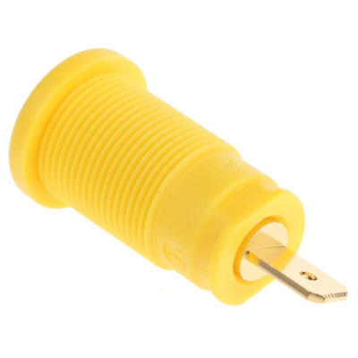 Hirschmann Test & Measurement Green/Yellow Female Banana Socket, 4 mm Connector, Tab Termination, 25A, 1000V ac/dc,