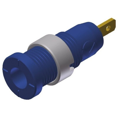 Hirschmann Test & Measurement Blue Female Banana Socket, 2mm Connector, Tab Termination, 10A, 1000V ac/dc, Gold Plating