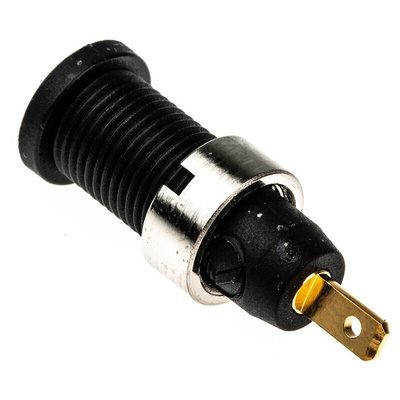 Hirschmann Test & Measurement Black Female Banana Socket, 2mm Connector, Tab Termination, 10A, 1000V ac/dc, Gold Plating