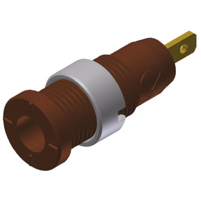 Hirschmann Test & Measurement Brown Female Banana Socket, 2mm Connector, Tab Termination, 10A, 1000V ac/dc, Gold Plating