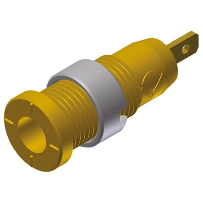 Hirschmann Test & Measurement Yellow Female Banana Socket, 2mm Connector, Tab Termination, 10A, 1000V ac/dc, Gold