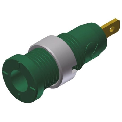 Hirschmann Test & Measurement Green Female Banana Socket, 2mm Connector, Tab Termination, 10A, 1000V ac/dc, Gold Plating
