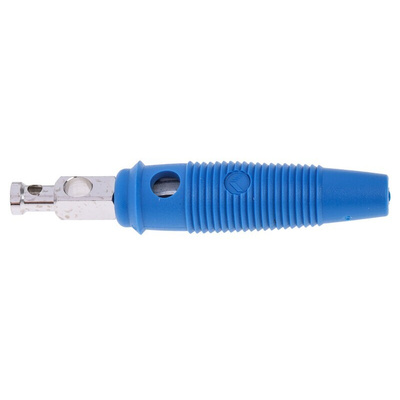 Hirschmann Test & Measurement Blue Male Banana Plug, 4 mm Connector, Solder Termination, 30A, 30 V ac, 60V dc, Nickel