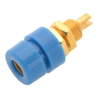 Hirschmann Test & Measurement Blue Female Banana Socket, 4 mm Connector, Solder Termination, 32A, 30 V ac, 60V dc, Gold