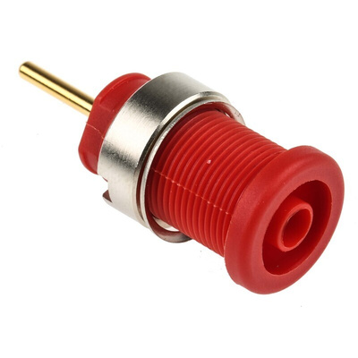 Hirschmann Test & Measurement Red Female Banana Socket, 4 mm Connector, Solder Termination, 24A, 1000V ac/dc, Gold