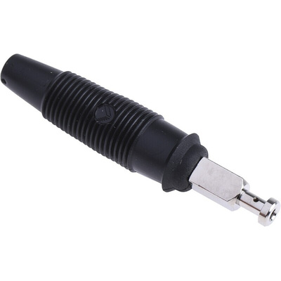 Hirschmann Test & Measurement Black Male Banana Plug, 4 mm Connector, Solder Termination, 32A, 30 V ac, 60V dc, Nickel