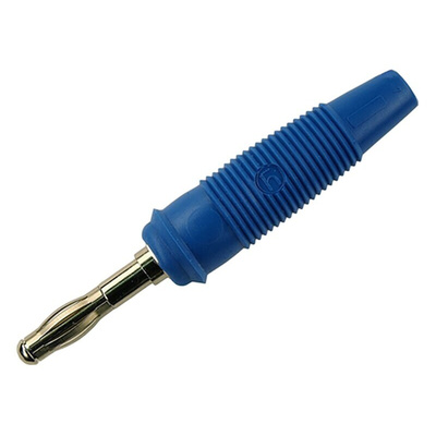 Hirschmann Test & Measurement Blue Male Banana Plug, 4 mm Connector, Solder Termination, 32A, 30 V ac, 60V dc, Nickel