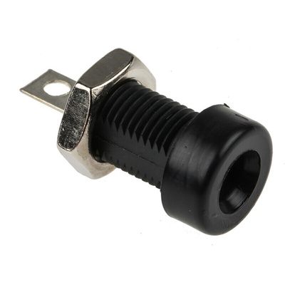 Cinch Connectors Black Female Banana Socket, 4 mm Connector, Solder Termination, 15A, 3500V, Tin Plating