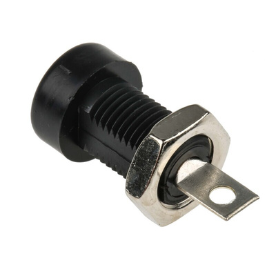 Cinch Connectors Black Female Banana Socket, 4 mm Connector, Solder Termination, 15A, 3500V, Tin Plating
