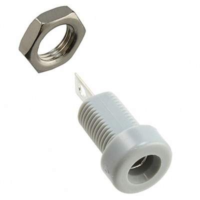 Cinch Grey Female Banana Socket, 4 mm Connector, Solder Termination, 15A, 3500V, Tin Plating