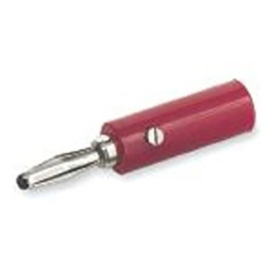 Mueller Electric Red Male Banana Plug, 4 mm Connector, Screw Termination, 15A, Nickel Plating