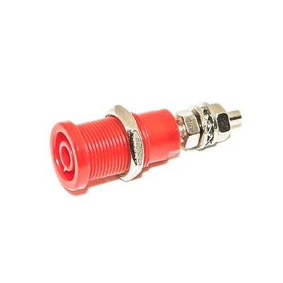 Mueller Electric Red Female Banana Socket, 4 mm Connector, Stud Termination, 35A, 1000V, Nickel Plating