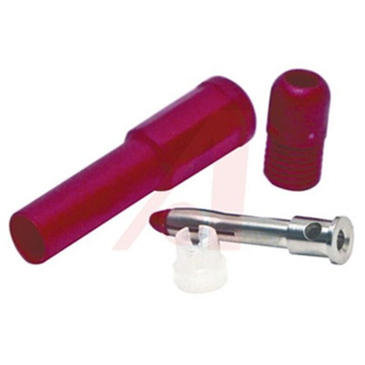 Mueller Electric Red Male Banana Plug, 4 mm Connector, Press Fit Termination, 20A, 1000V, Nickel Plating