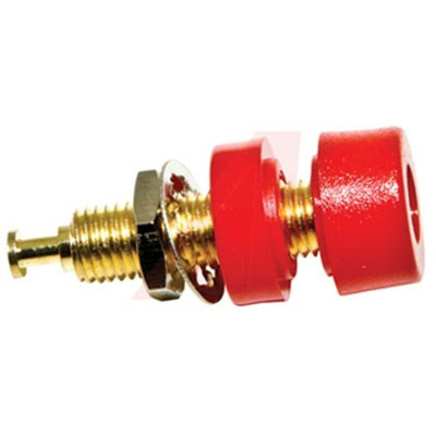 Mueller Electric Red Female Banana Socket, 4 mm Connector, Solder Termination, 15A, 2000V dc, Gold Plating
