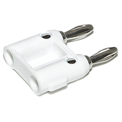 Mueller Electric White Male Banana Plug, 4 mm Connector, Solder Termination, 15A, 5000V, Nickel Plating