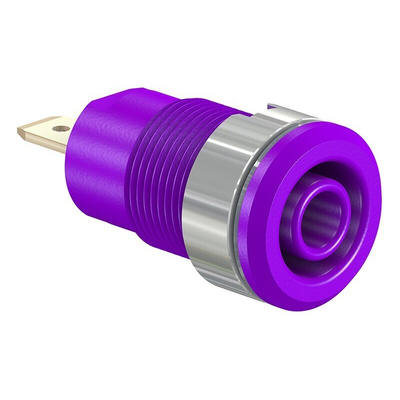 Staubli Violet Female Banana Socket, 4 mm Connector, Tab Termination, 24A, 1000V, Gold Plating