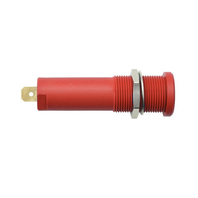 Schutzinger Red Female Banana Socket, 4 mm Connector, Solder Lug Termination, 16A, 1000V, Gold Plating