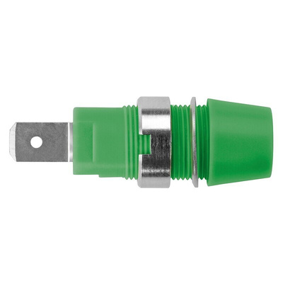 Schutzinger Green Female Banana Socket, 4 mm Connector, Tab Termination, 32A, 1000V, Nickel Plating