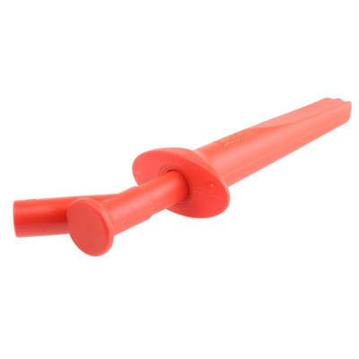 Staubli Crocodile Clip 4 mm Connection, Nickel-Plated Steel Contact, 20A, Red