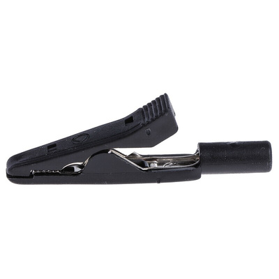 Hirschmann Test & Measurement Crocodile Clip 2 mm Connection, Nickel-Plated Steel Contact, 5A, Black