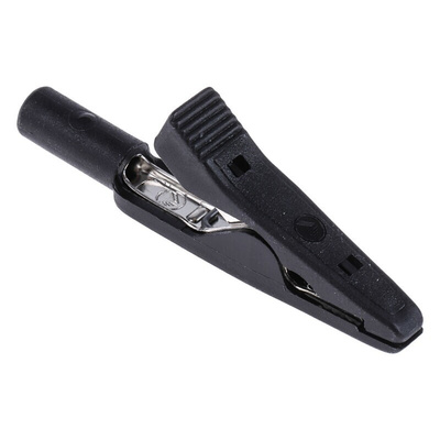 Hirschmann Test & Measurement Crocodile Clip 2 mm Connection, Nickel-Plated Steel Contact, 5A, Black