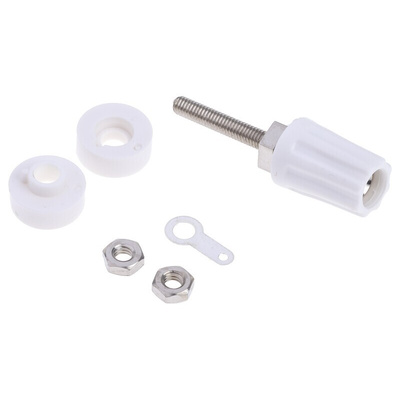 RS PRO 16A, White Binding Post With Brass Contacts and Nickel Plated