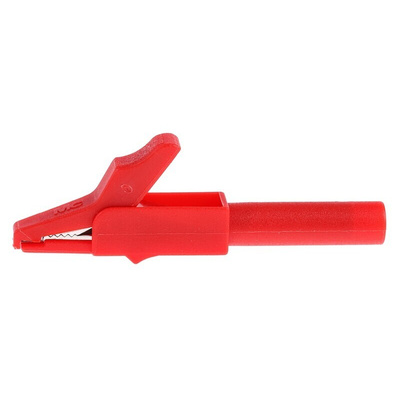Staubli Crocodile Clip 4 mm Connection, Brass Contact, 15A, Black, Red