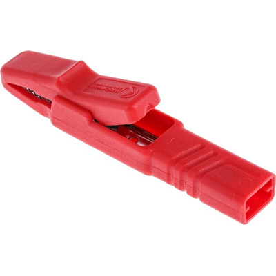 Hirschmann Test & Measurement Crocodile Clip 4 mm Connection, Brass Contact, 25A, Red