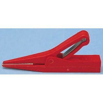 Staubli Crocodile Clip 4 mm Connection, Brass Contact, 10A, Red