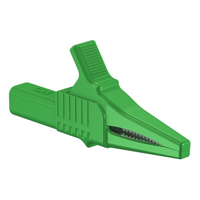 Staubli Crocodile Clip 4 mm Connection, Brass Contact, 32A, Green