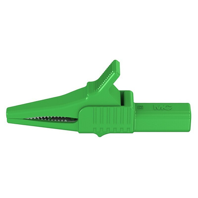 Staubli Crocodile Clip 4 mm Connection, Brass Contact, 32A, Green