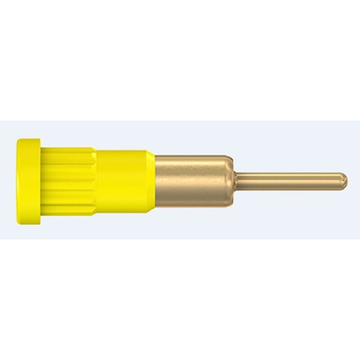 Staubli Yellow Female Banana Socket, 4 mm Connector, Press Fit Termination, 25A, 30 V, 60V dc, Gold Plating