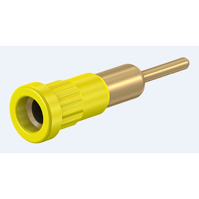 Staubli Yellow Female Banana Socket, 4 mm Connector, Press Fit Termination, 25A, 30 V, 60V dc, Gold Plating
