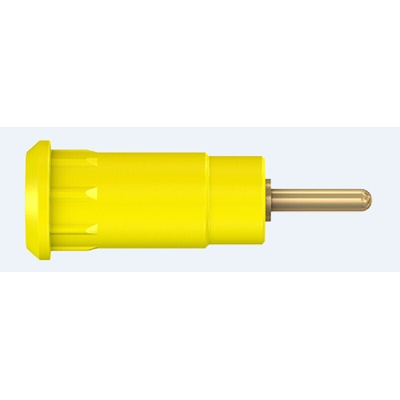Staubli Yellow Female Banana Socket, 2mm Connector, Press Fit Termination, 10A, 600V, Gold Plating