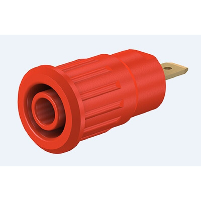 Staubli Red Female Banana Socket, 4 mm Connector, Press Fit Termination, 24A, 1000V, Gold Plating