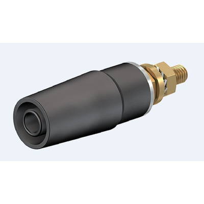 Staubli Black Female Banana Socket, 4 mm Connector, Bolt Termination, 32A, 600V, Gold Plating