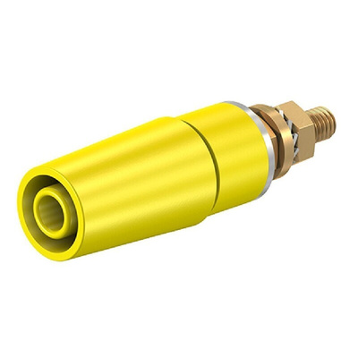 Staubli Yellow Female Banana Socket, 4 mm Connector, Bolt Termination, 32A, 600V, Gold Plating