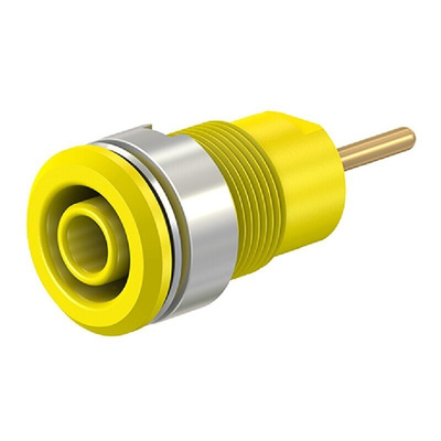 Staubli Yellow Female Banana Socket, 4 mm Connector, 24A, 1000V, Gold Plating