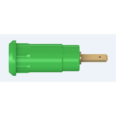 Staubli Green Female Banana Socket, 2mm Connector, Press Fit Termination, 10A, 600V, Gold Plating