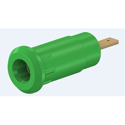 Staubli Green Female Banana Socket, 2mm Connector, Press Fit Termination, 10A, 600V, Gold Plating