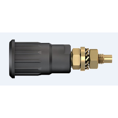 Staubli Black Female Banana Socket, 4 mm Connector, Press Fit Termination, 24A, 1000V, Gold Plating