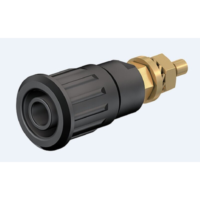 Staubli Black Female Banana Socket, 4 mm Connector, Press Fit Termination, 24A, 1000V, Gold Plating