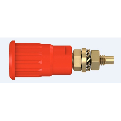 Staubli Red Female Banana Socket, 4 mm Connector, Press Fit Termination, 24A, 1000V, Gold Plating