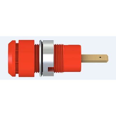 Staubli Red Female Banana Socket, 2mm Connector, Tab Termination, 10A, 600V, Gold Plating