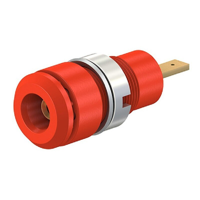 Staubli Red Female Banana Socket, 2mm Connector, Tab Termination, 10A, 600V, Gold Plating